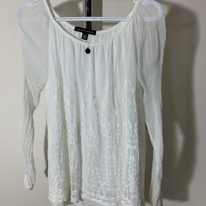 Saks Fifth Avenue Sheer White Silk Blouse